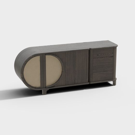 Elegant Curved Cabinet 3D model