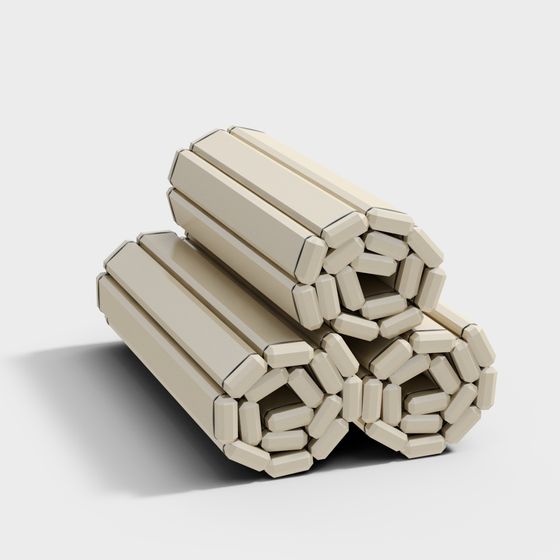 Stacked Wooden Sticks 3D model for Modern Design