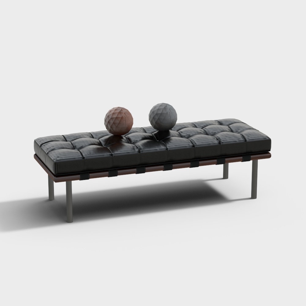 Barcelona Bench 3D Model – Low-Poly Leather Design