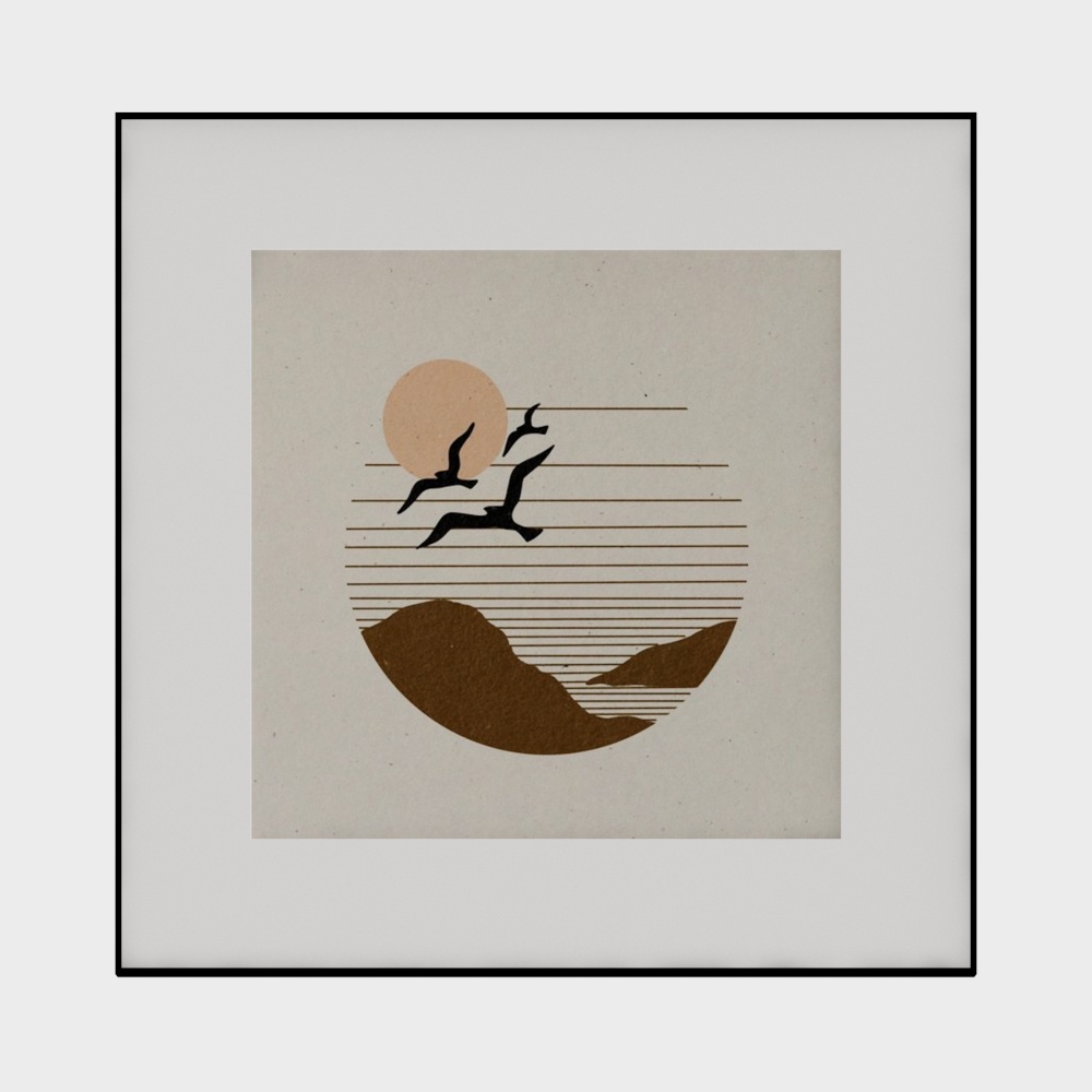 Sunset Flying Birds 3D model