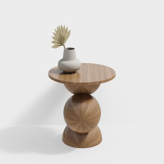 Stylish Wooden Round Table 3D model