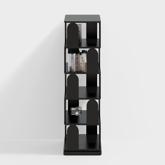 Modern Bookshelf 3D Model in Black