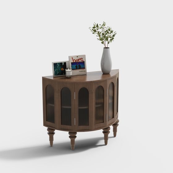 Elegant Semi-Circular Side Cabinet 3D model