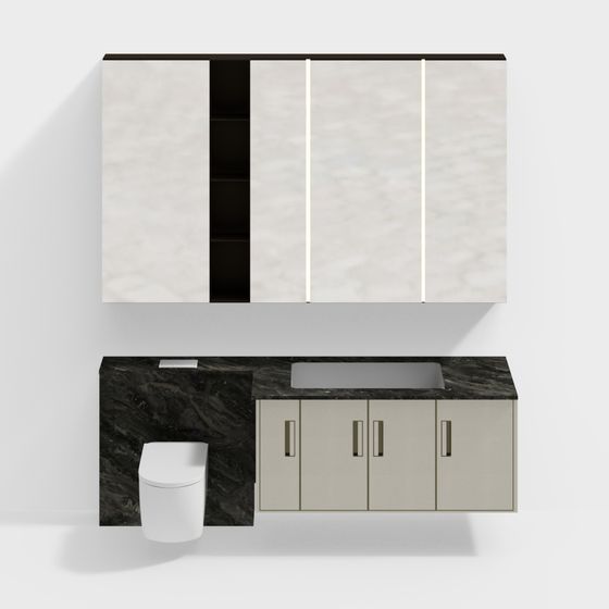 Elegant Bathroom Cabinet 3D model for Contemporary Spaces