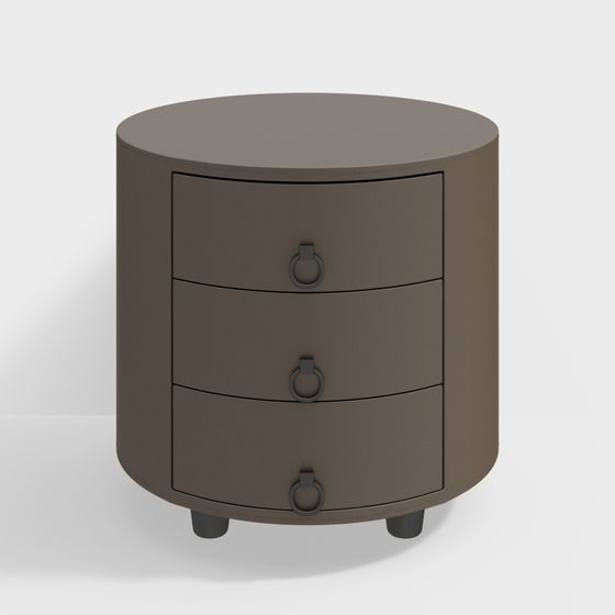 Sleek Round Nightstand 3D model for Modern Interiors