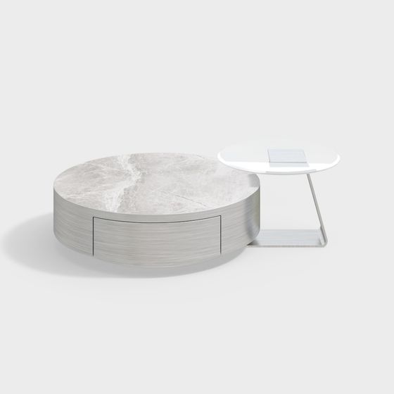 Stylish Round Table and Side Table 3D model
