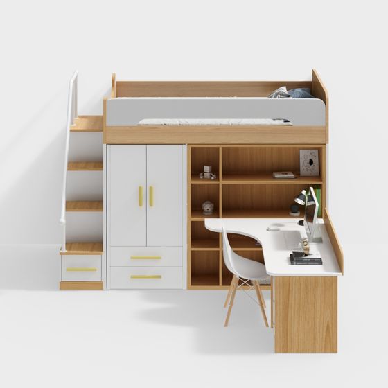 Modern Multifunctional Children's Bed 3D model