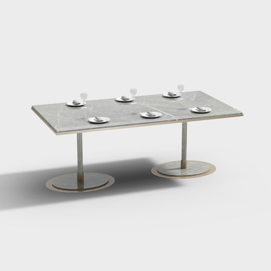 Elegant Low-Poly Dining Table 3D Model