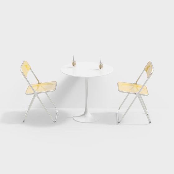 Transparent Table and Chair Set 3D model