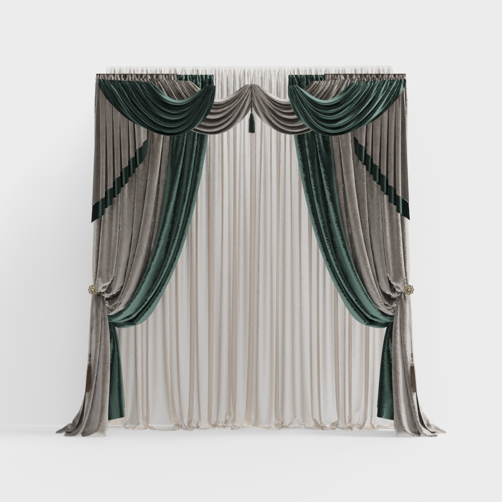 Elegant Low-Poly Curtain 3D Model