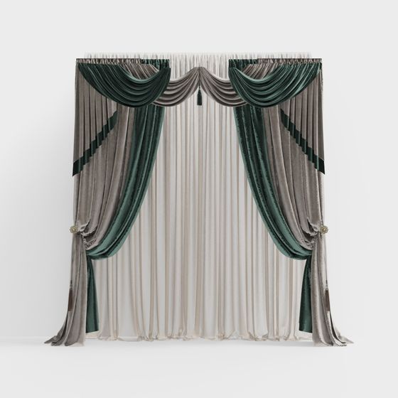 Elegant Low-Poly Curtain 3D Model