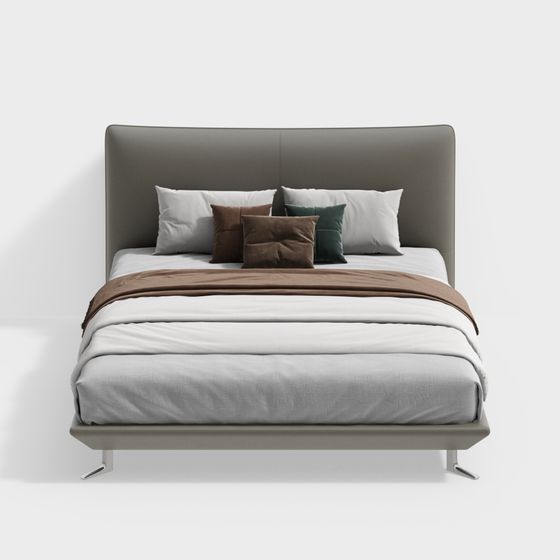 Elegant Modern Bed 3D model for Contemporary Interiors