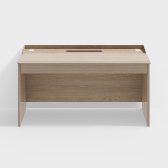Wood Color Writing Desk with Flat Shelf 3D Model