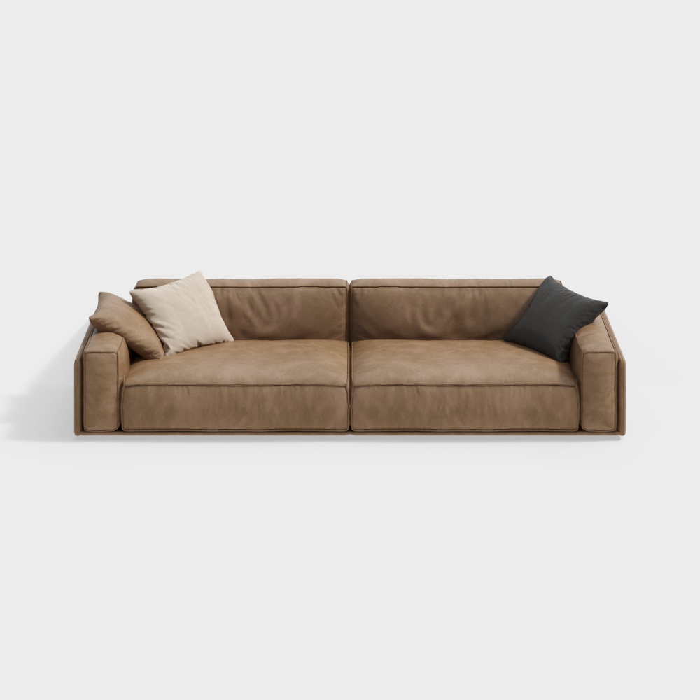 Urban Comfort Sofa 3D Model – Brown Leather Design