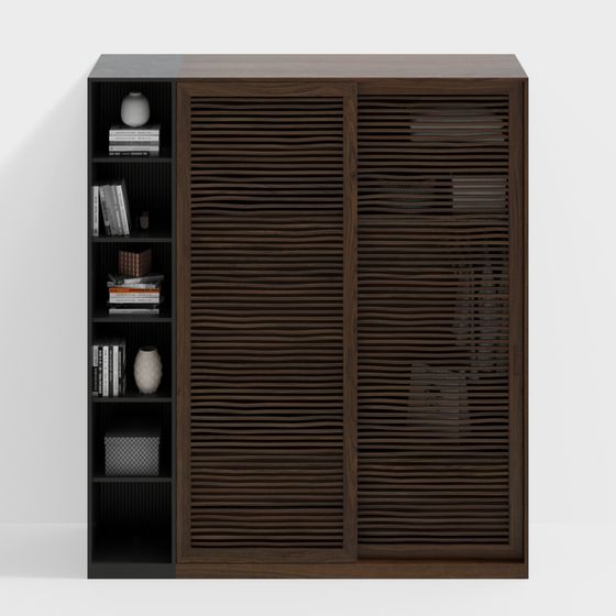 Ripple Sliding Door Bookshelf 3D model