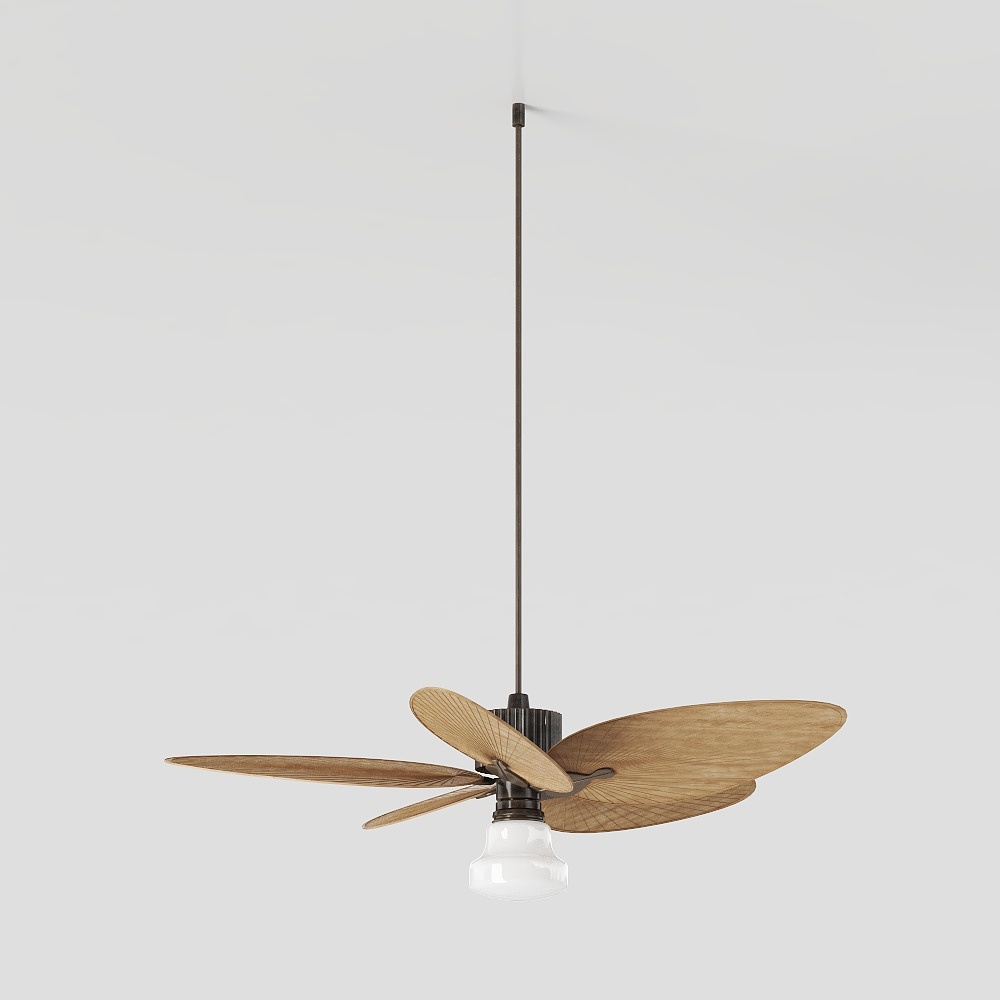 Unique Low-Poly Ceiling Fan 3D Model – Wooden Blades