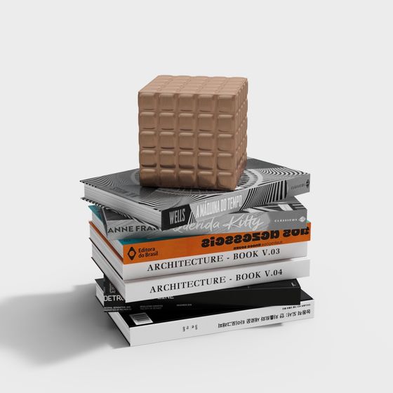 Minimalist Brown Chocolate Brick Tower 3D model