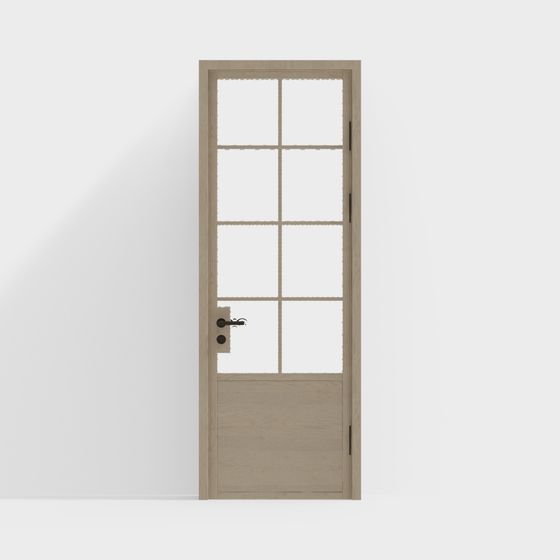 Elegant Glass and Wood Door 3D model for Modern Interiors