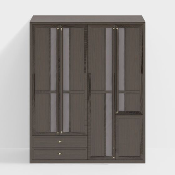 Elegant Low-Poly Wardrobe 3D model