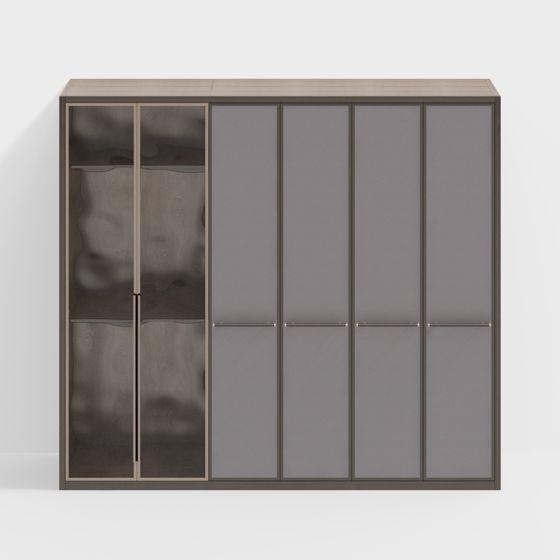 Elegant Glass Door Display Cabinet 3D model