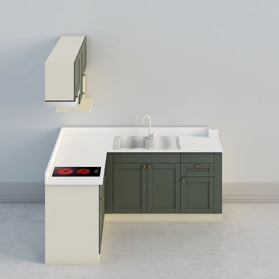 Stylish Low-Poly Kitchen Cabinet 3D model