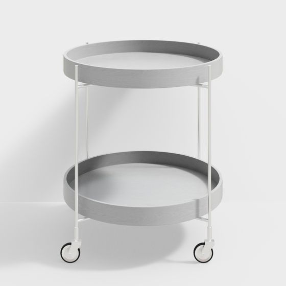 Stylish Round Table Cart 3D model for Creative Spaces