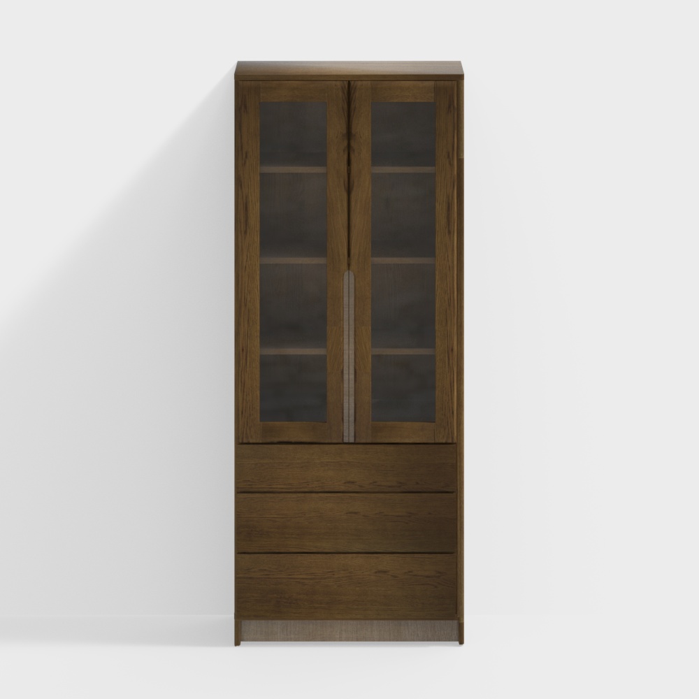 Glass Cabinet with Drawers Below