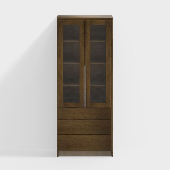 Stylish Glass Door Display Cabinet 3D model