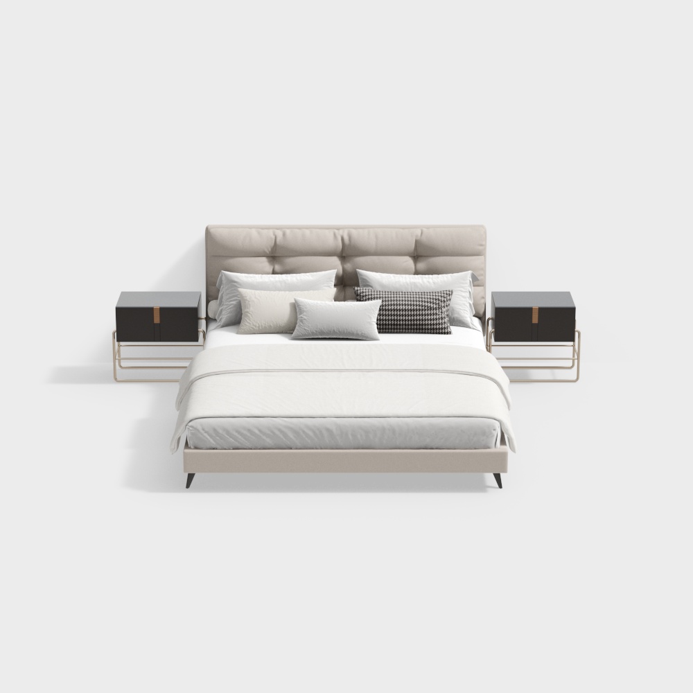 Mid-century Modern Double Bed Set 47