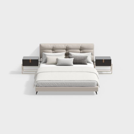 Elegant Low-Poly Bed 3D model