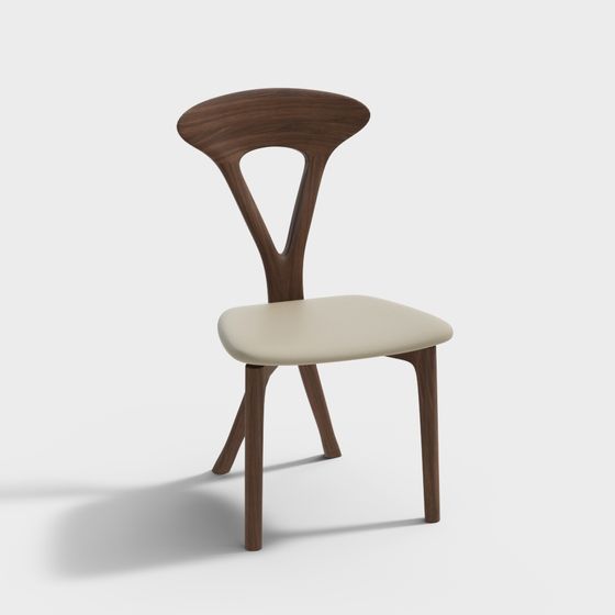 Sleek Wooden Chair 3D model