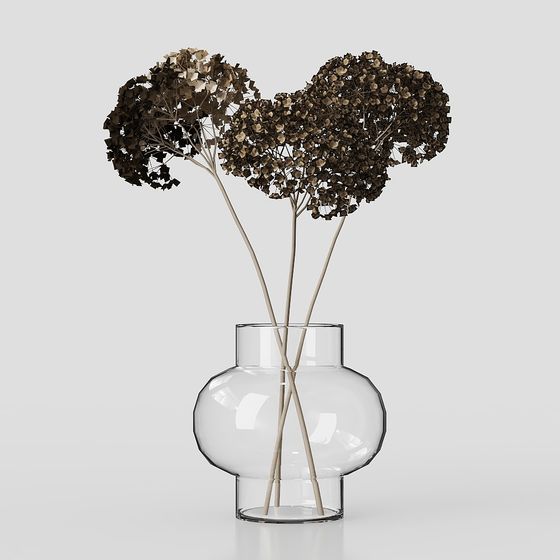Low-Polygon Dried Flower Vase 3D model