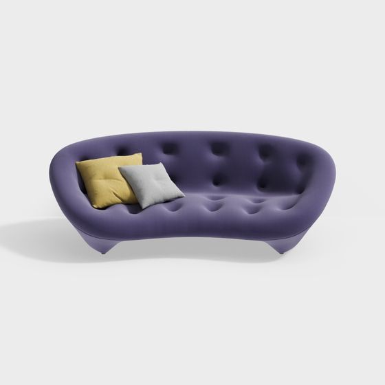 Stylish Purple Curved Sofa 3D model