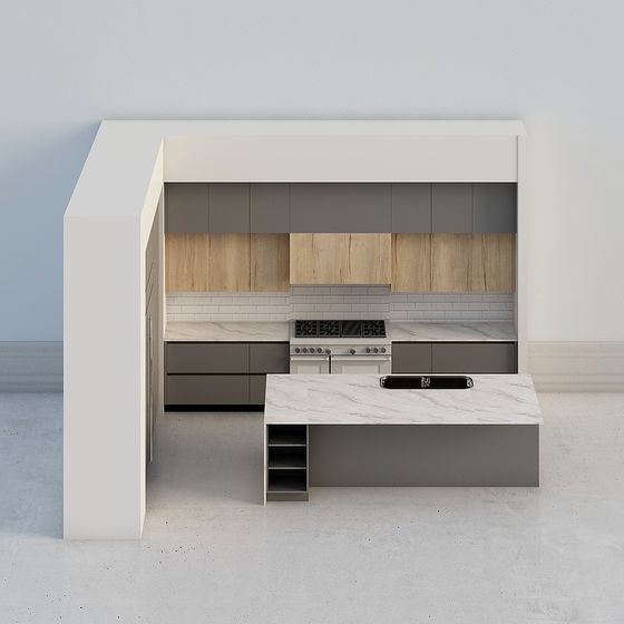 Modern Minimalist Kitchen 3D model Design