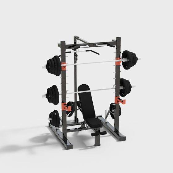 Low-Poly Workout Equipment 3D model for Virtual Fitness