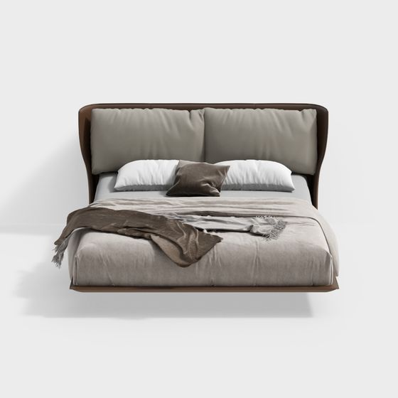 Elegant Low-Polygon Bed 3D model for Modern Interiors