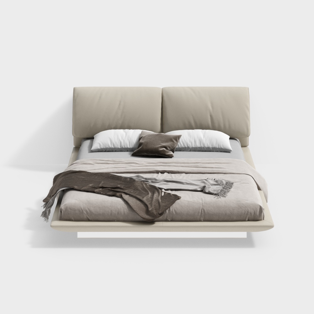 Elegant Minimalist Bed 3D Model – Low Poly Modern Design
