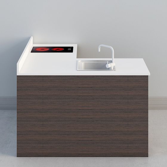 Minimalist Kitchen Countertop 3D Model Design