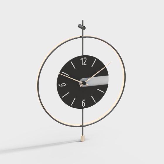 Modern Minimalist Clock 3D Model in Black