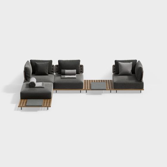 Modern Minimalist Sofa Set 3D Model