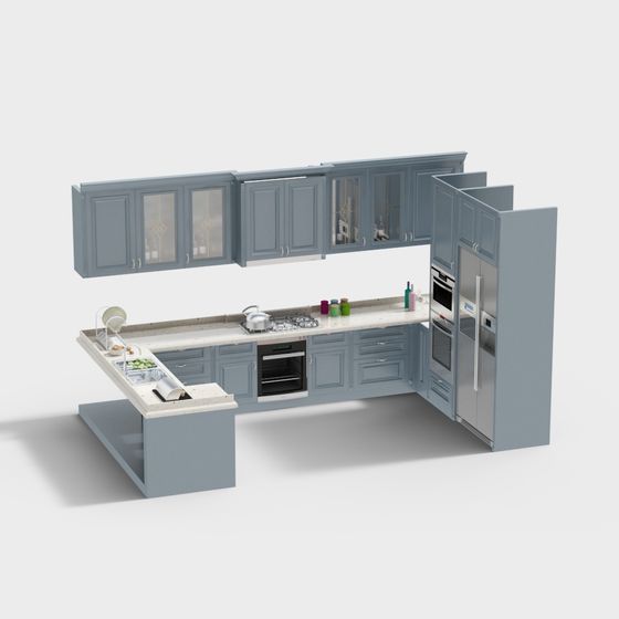 Stylish Low-Poly Kitchen 3D Model Design