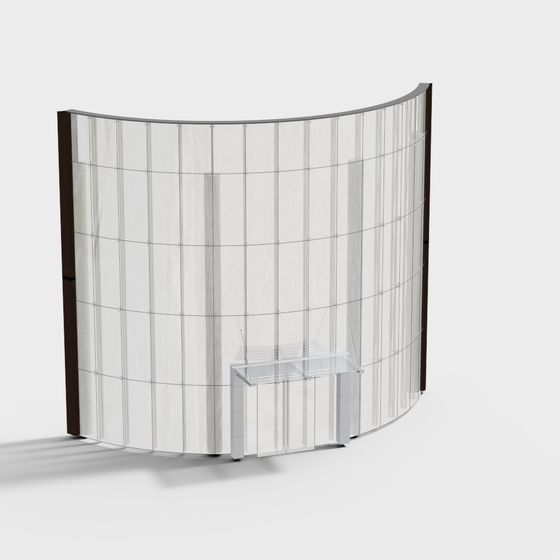 Curved Glass Screen 3D Model – Minimalist Transparent Design