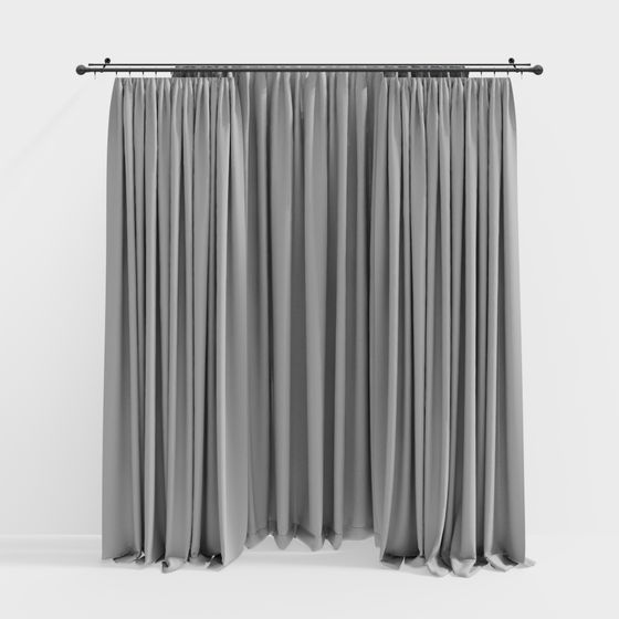 Elegant Gray Curtain 3D Model