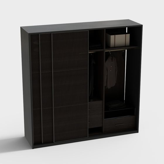 Elegant Minimalist Wardrobe 3D model for Modern Interiors
