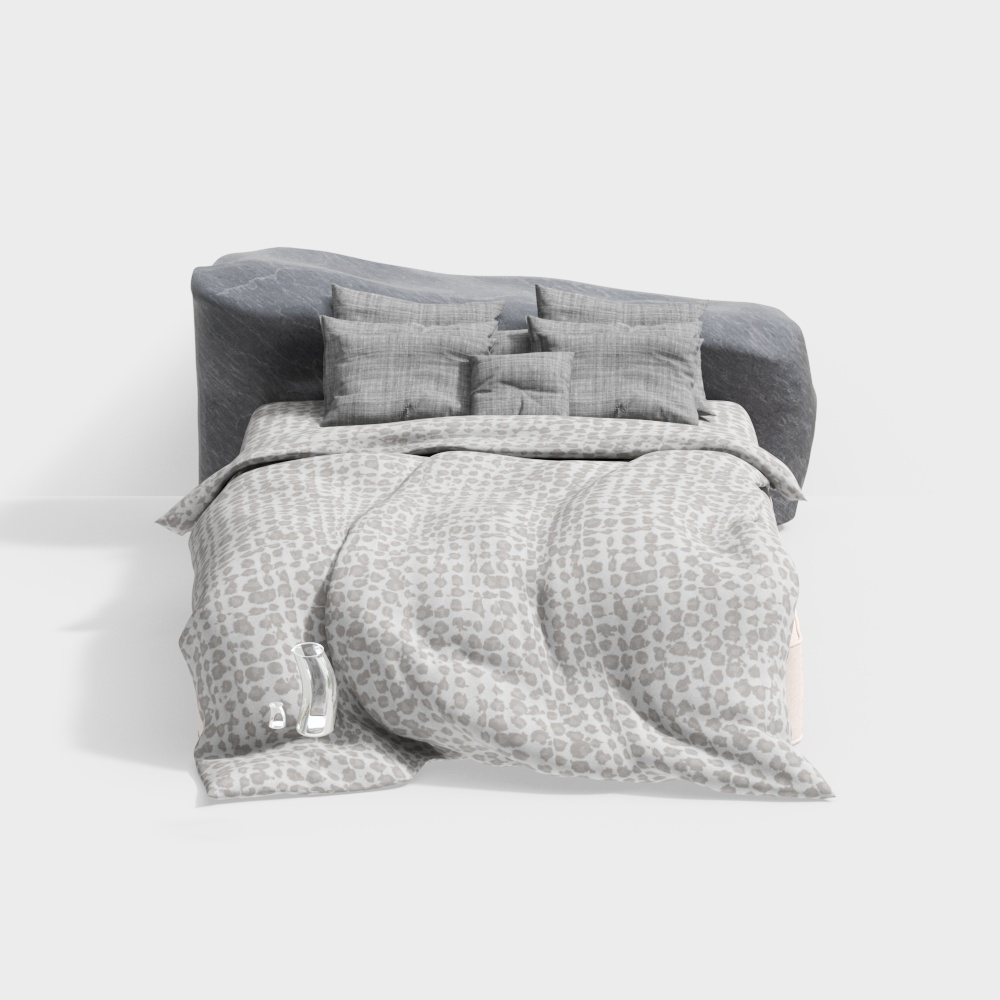 Modern bedroom glass curtain wall bedroom 3D model