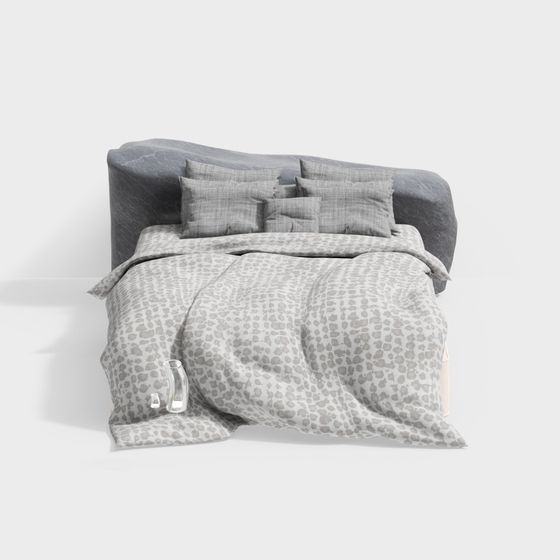 Elegant Low-Poly Bed 3D model