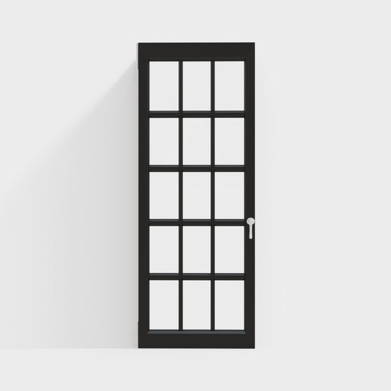 Sleek Low-Poly Black Frame Glass Door 3D model