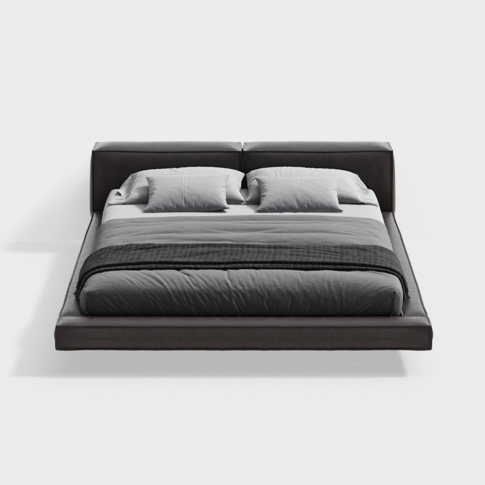 Modern double bed floating bed 3D model