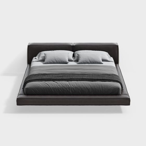 Elegant Low-Polygon Bed 3D model for Modern Interiors
