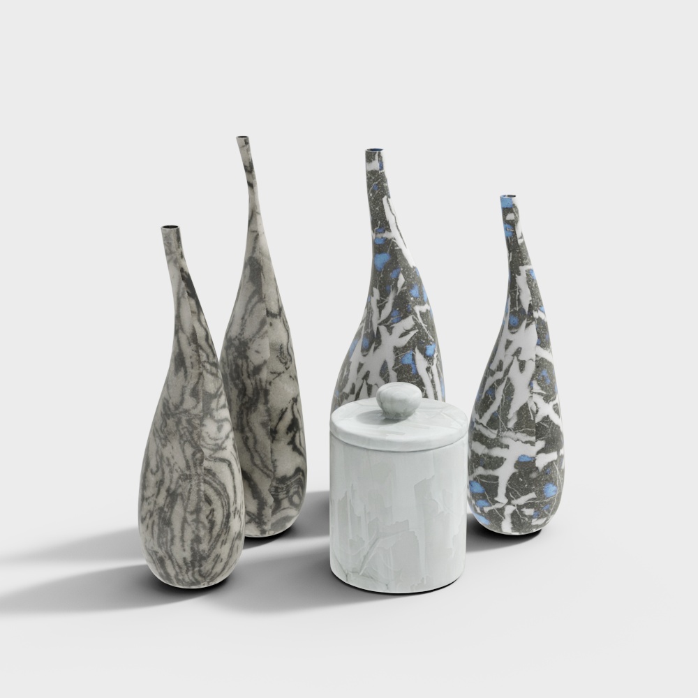 Elegant Abstract Vase and Jar 3D model